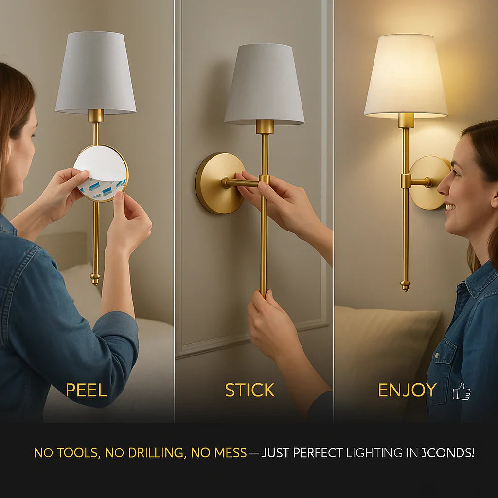 Wireless Fabric Wall Lights – (SET OF 2 + 2 BULBS FREE)