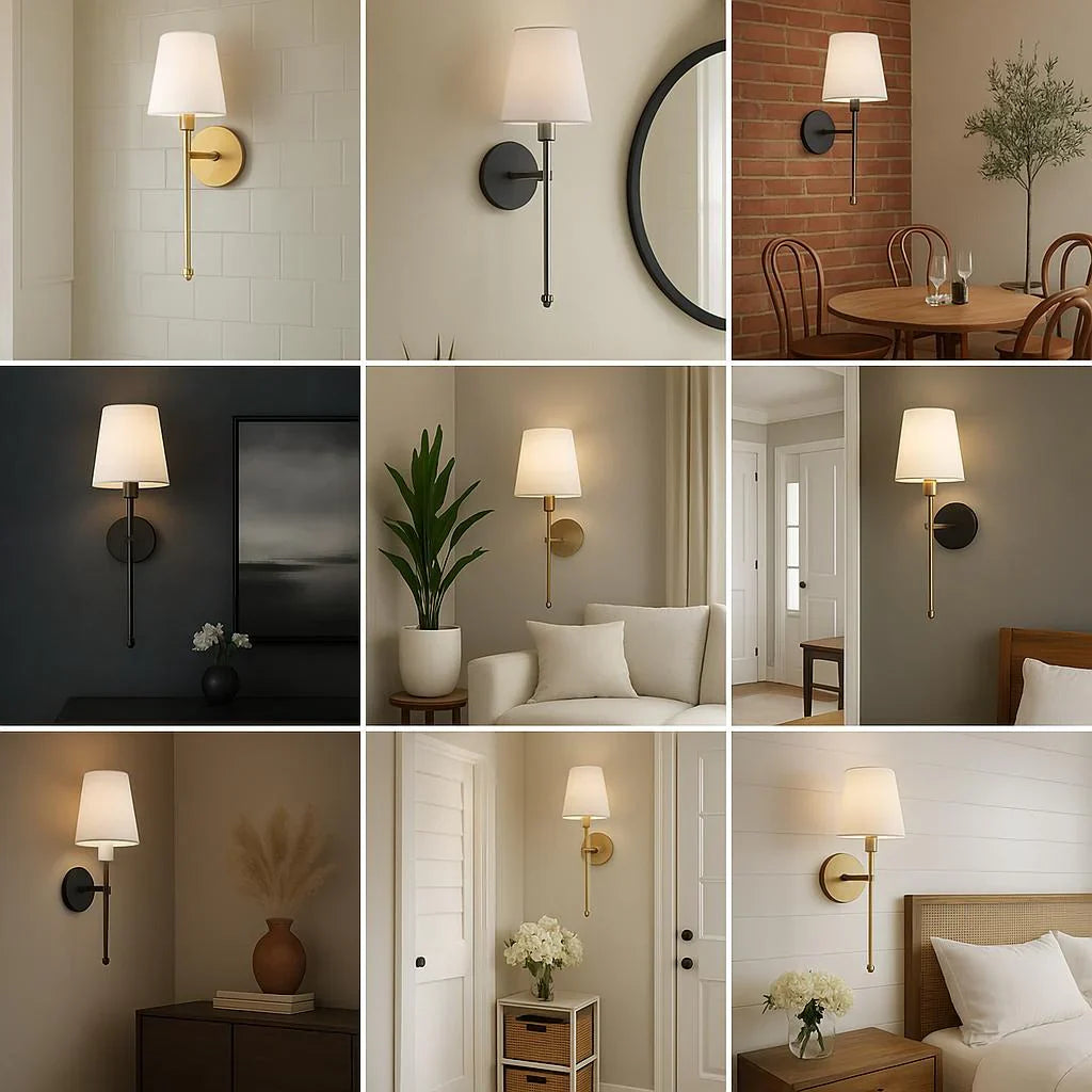 Wireless Fabric Wall Lights – (SET OF 2 + 2 BULBS FREE)
