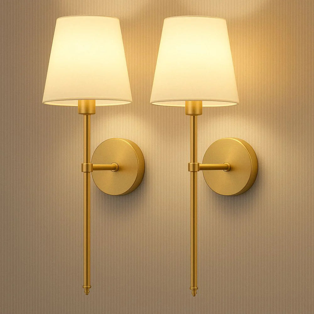 Wireless Fabric Wall Lights – (SET OF 2 + 2 BULBS FREE)