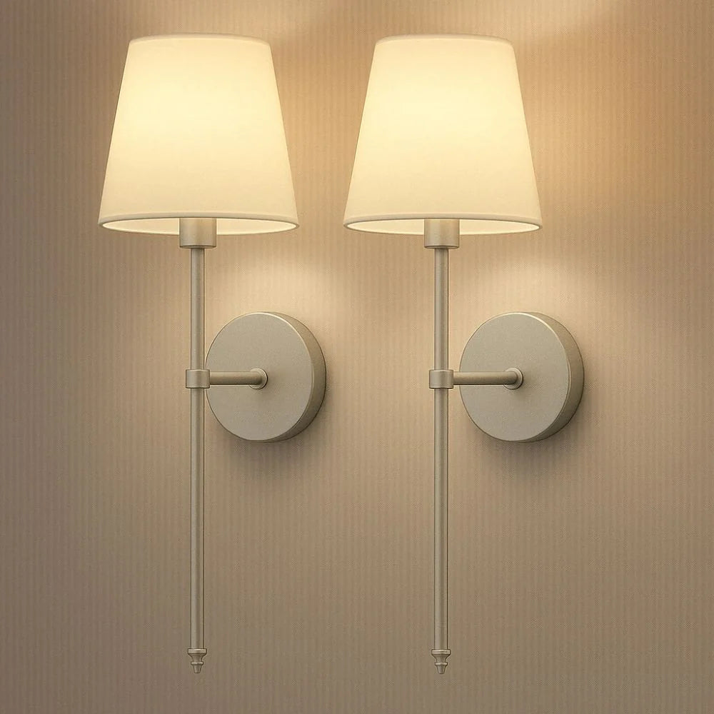 Wireless Fabric Wall Lights – (SET OF 2 + 2 BULBS FREE)