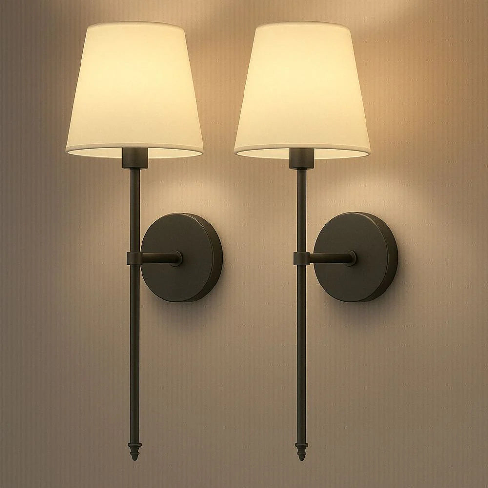 Wireless Fabric Wall Lights – (SET OF 2 + 2 BULBS FREE)